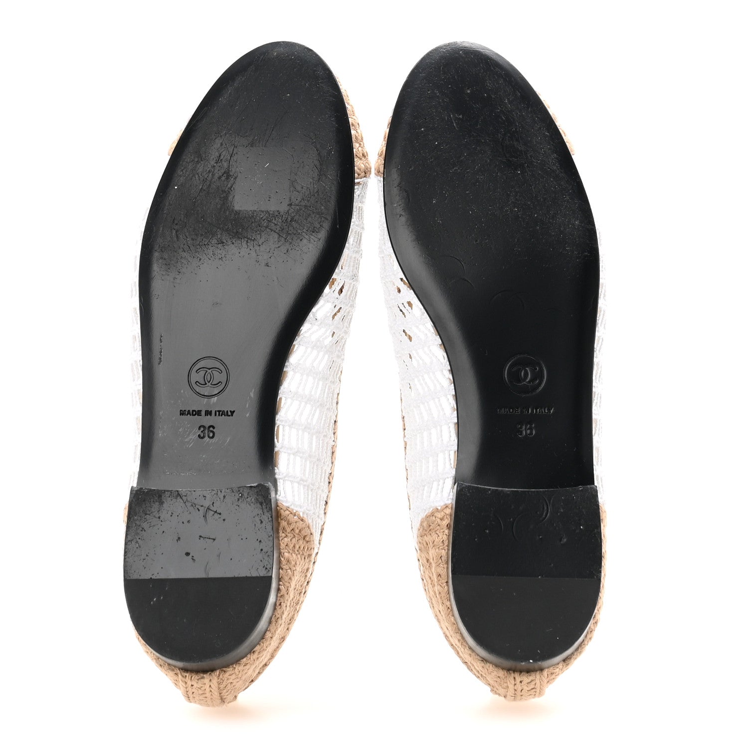 Chanel Raffia Cap Toe Ballerina Flats 36 White Beige 6 of 10