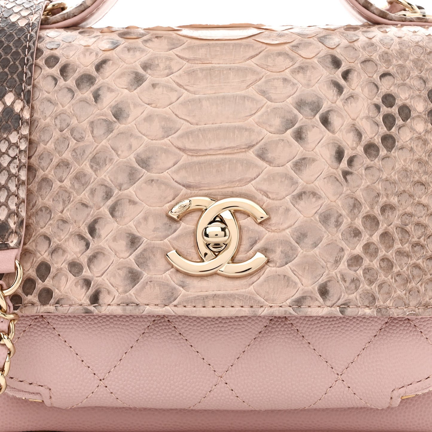Snakeskin Caviar Quilted Small Business Affinity Flap Light Pink