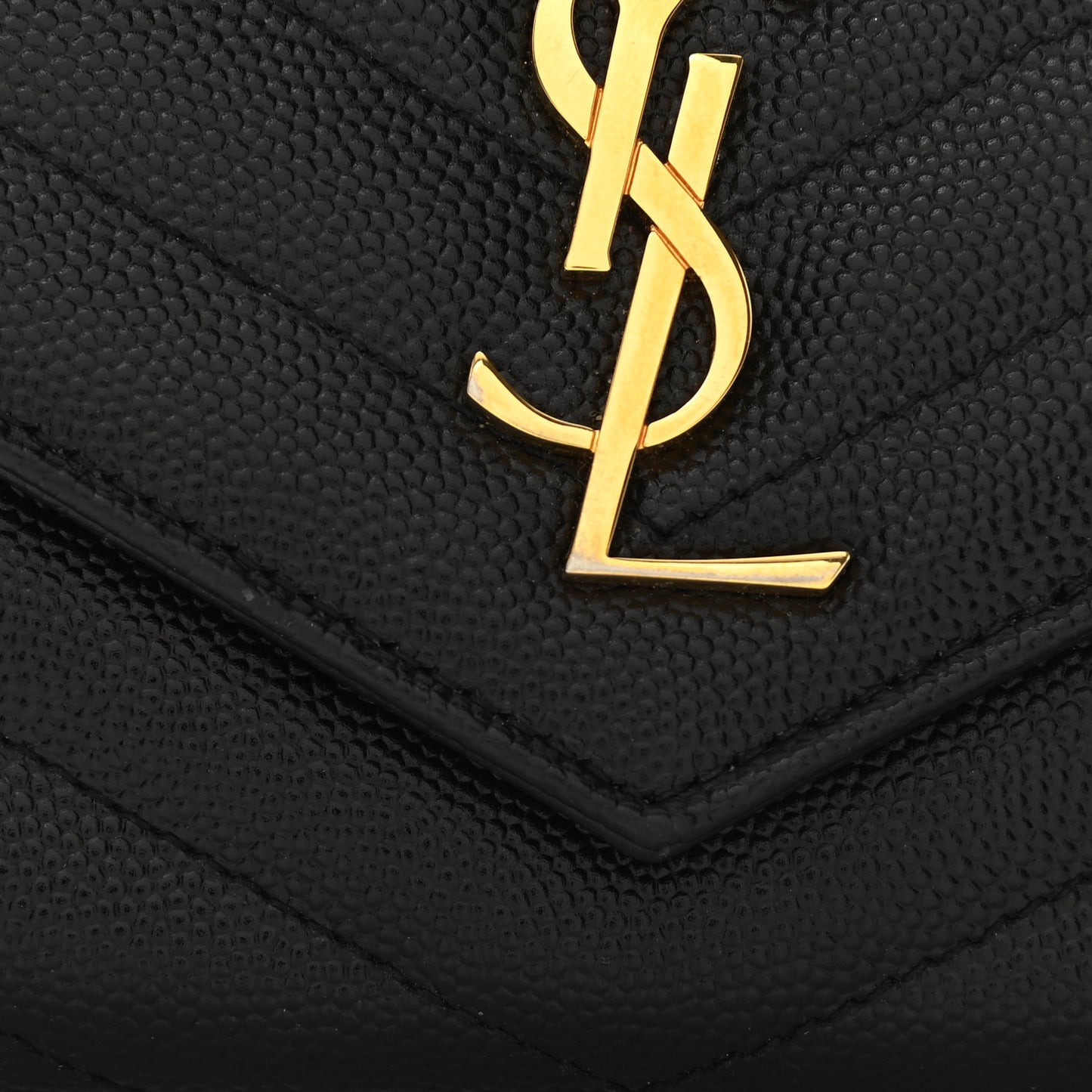 Grain De Poudre Matelasse Chevron Small Monogram Envelope Wallet Black