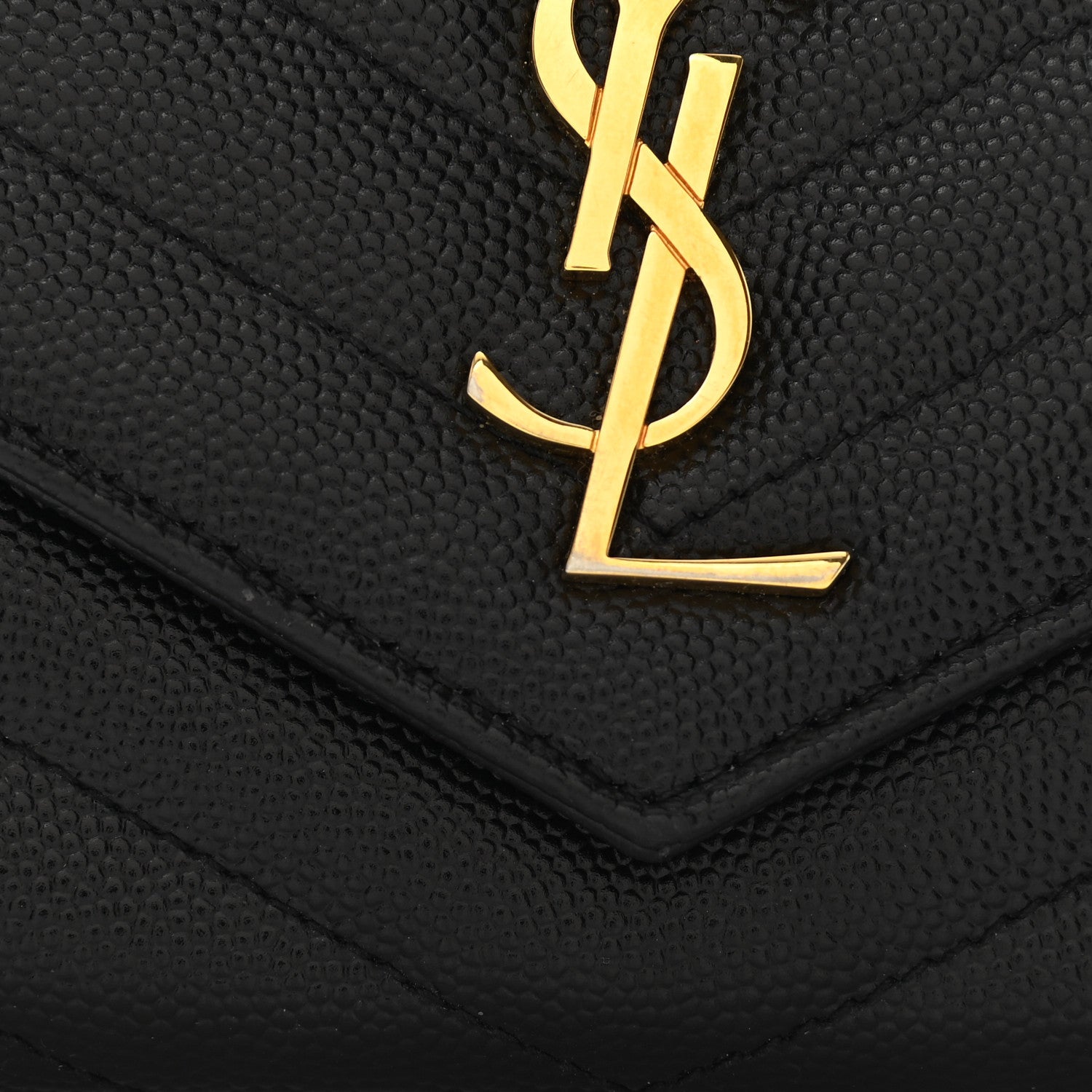 Saint Laurent Grain De Poudre Matelasse Chevron Small Monogram Envelope Wallet Black 8 of 8