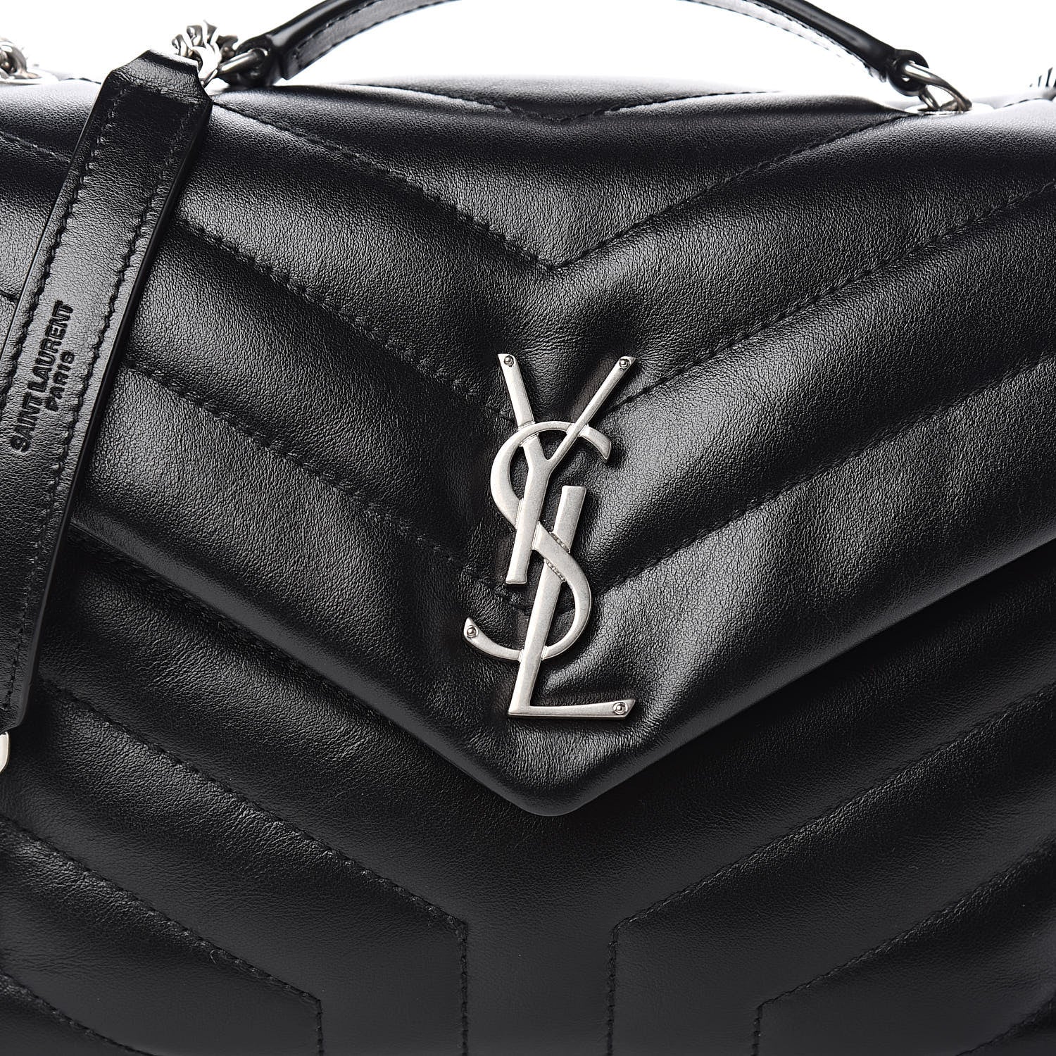 Saint Laurent Calfskin Y Quilted Monogram Small Loulou Chain Satchel Black 10 of 10