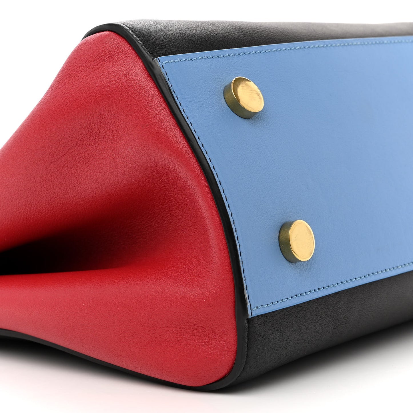 Calfskin Small Cabas Rive Gauche Bag Black Red Yellow White