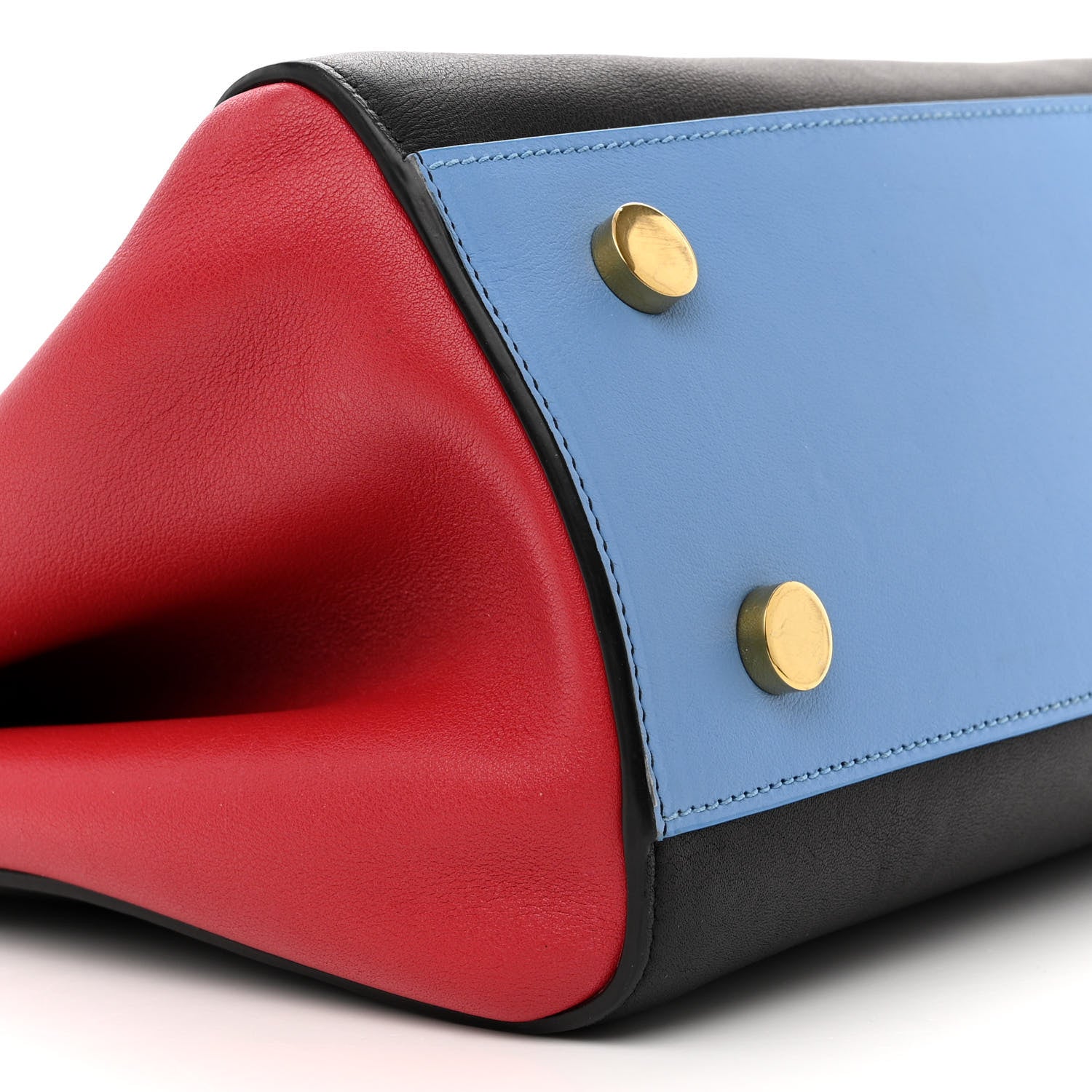 Saint Laurent Calfskin Small Cabas Rive Gauche Bag Black Red Yellow White 9 of 16