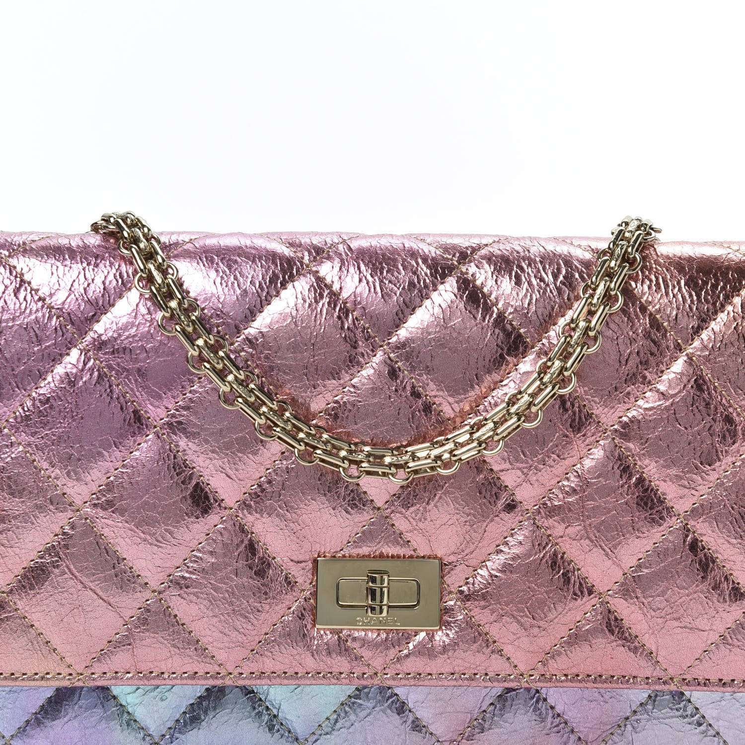 Chanel Metallic Goatskin Quilted 2.55 Reissue Wallet on Chain WOC Multicolor 10 of 11