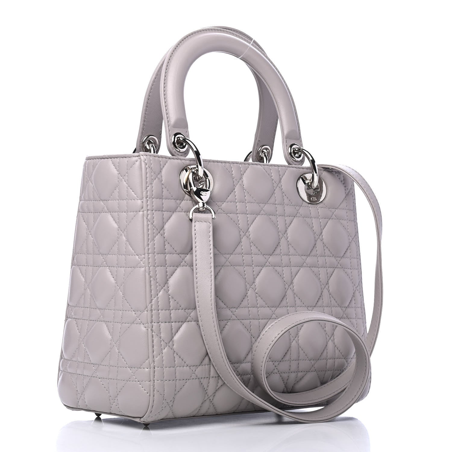 Christian Dior Lambskin Cannage Medium Lady Dior Grey 2 of 4