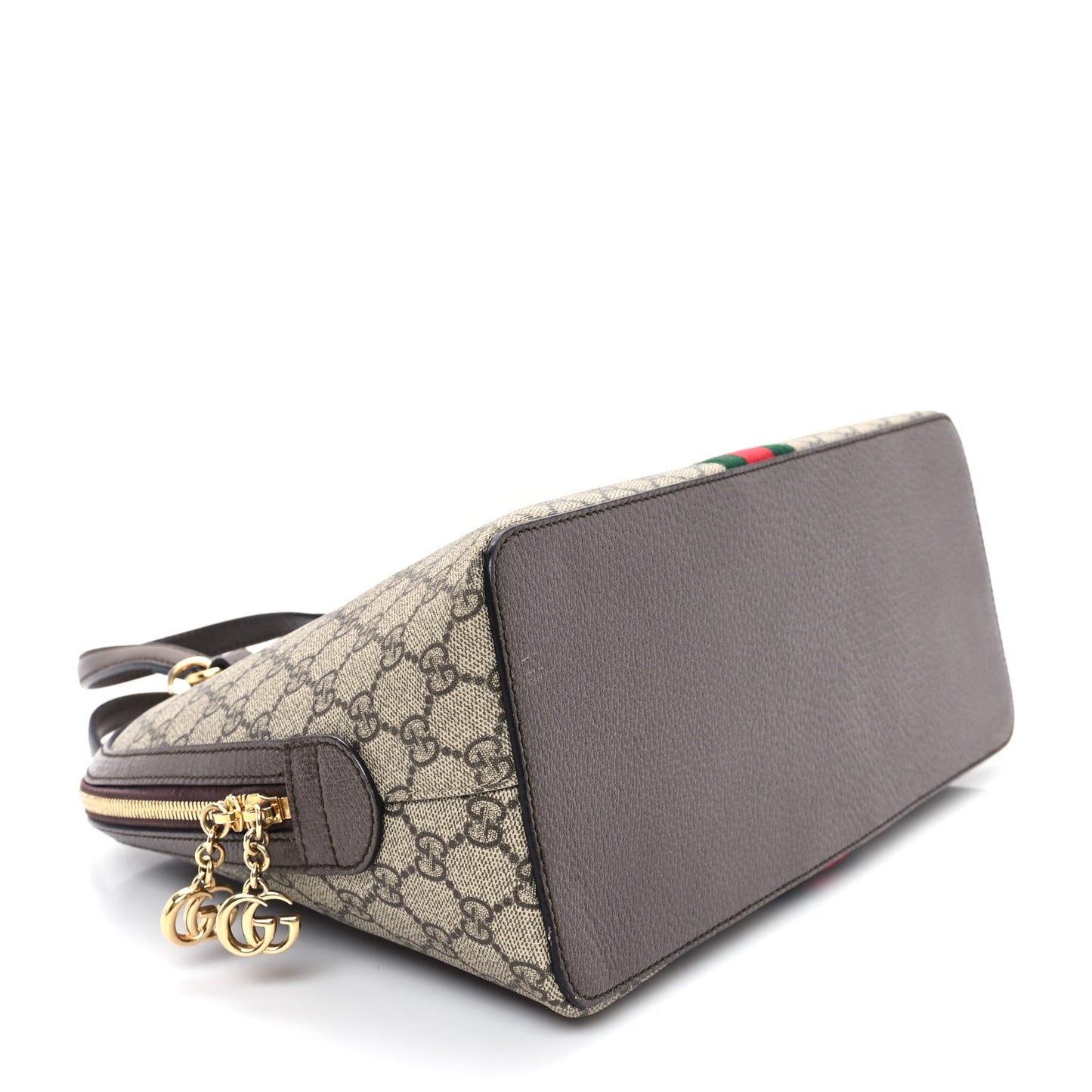 GG Supreme Monogram Web Medium Ophidia Top Handle Dome Bag Brown