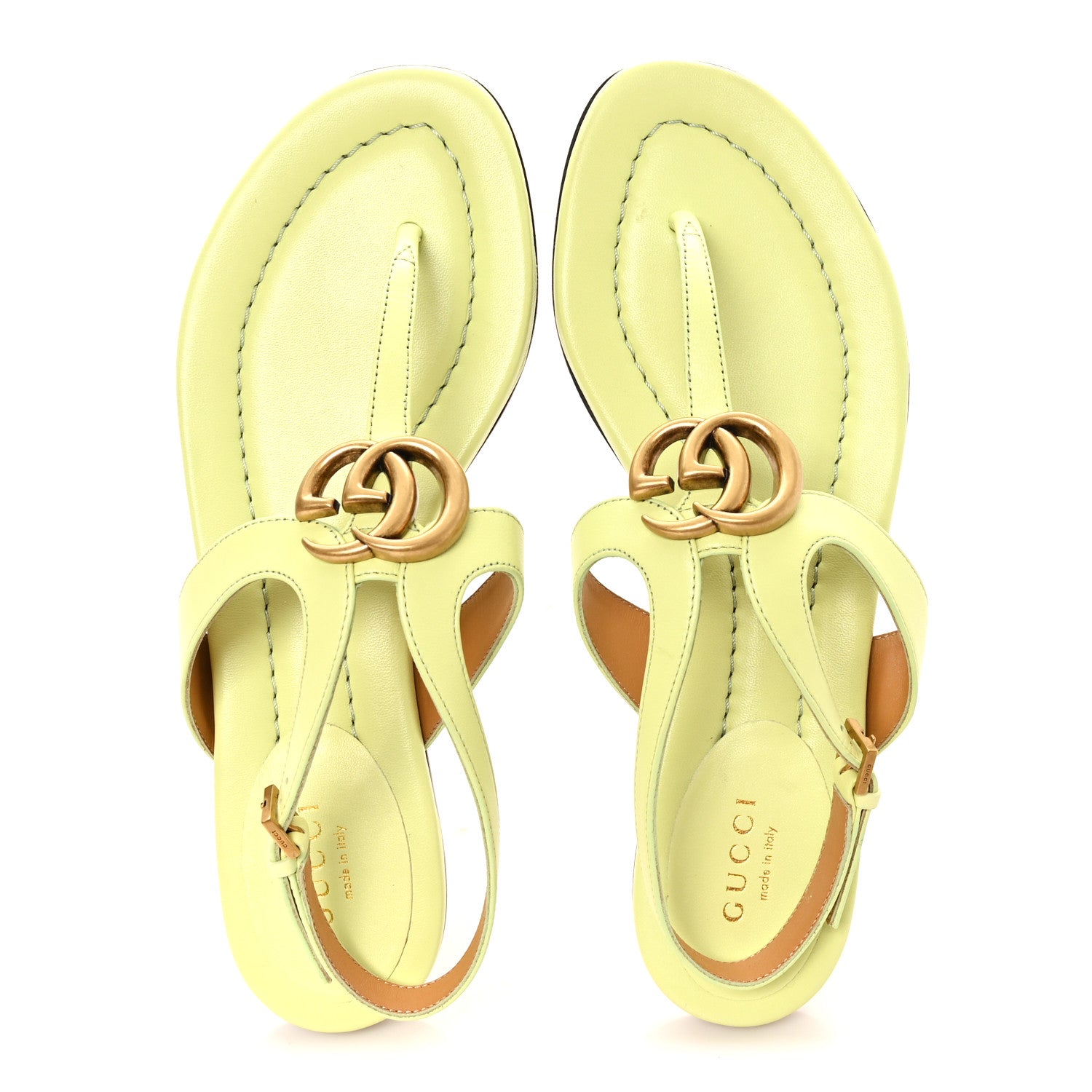 Gucci Calfskin Double G Thong Flat Sandals 36.5 Pistachio Green 2 of 9