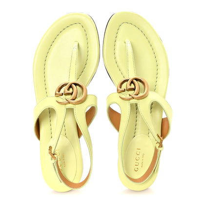 Gucci Calfskin Double G Thong Flat Sandals 36.5 Pistachio Green 2 of 9
