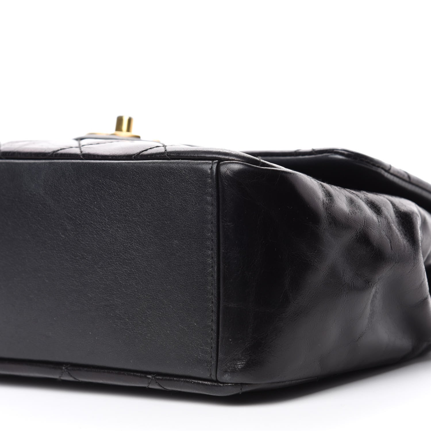 Chanel Glazed Calfskin Quilted Medium Gold Bar Top Handle Flap Black 7 of 12