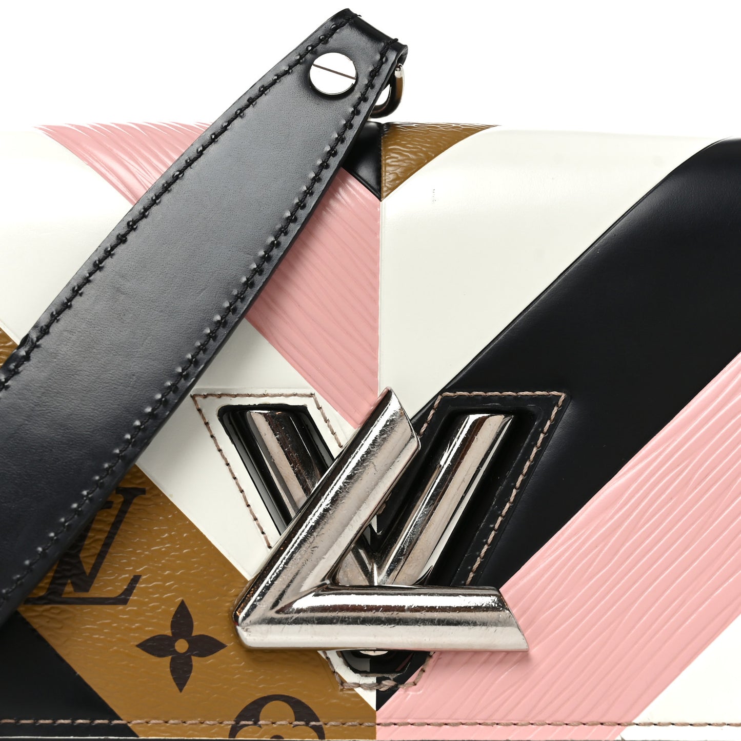 Epi Reverse Monogram Twist Chain Wallet Rose Ballerine