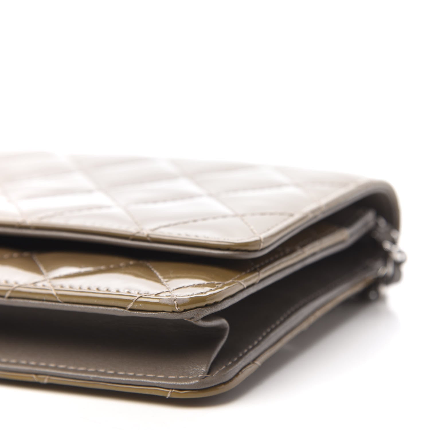 Chanel Patent Quilted Wallet On Chain WOC Brown 7 of 13