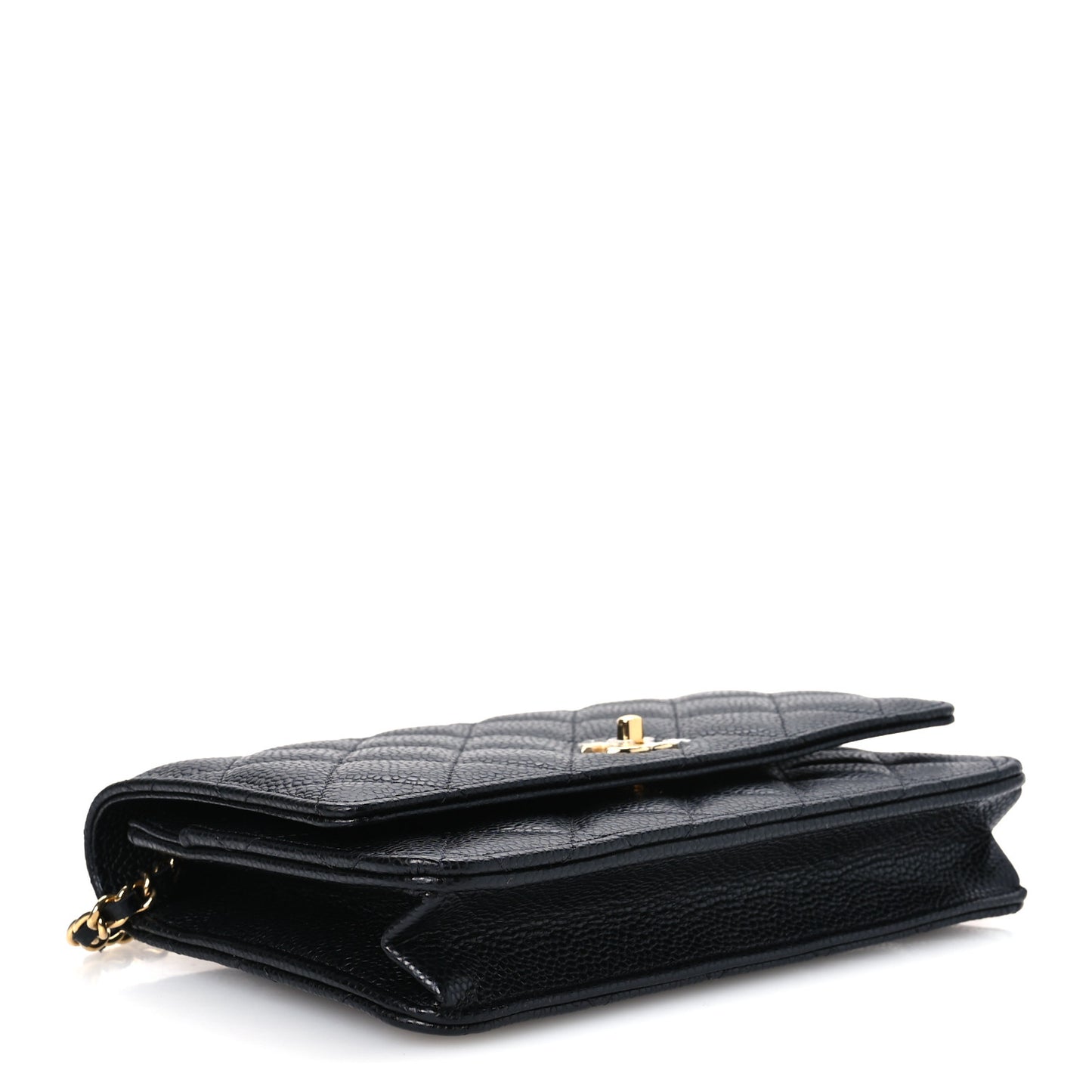 Caviar Quilted CC Turnlock Wallet On Chain WOC Black