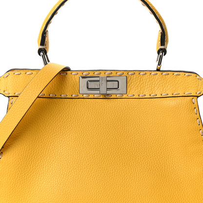 Fendi Vitello Granato Camoscio Selleria Macro Stitchings Medium Peekaboo I SEE U Satchel Mimosa 7 of 9