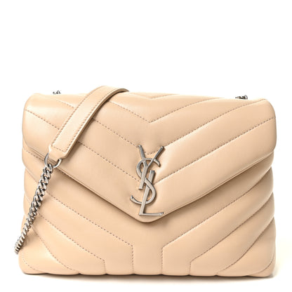 Saint Laurent Calfskin Y Quilted Monogram Small Loulou Chain Satchel Nude Powder 1 of 15