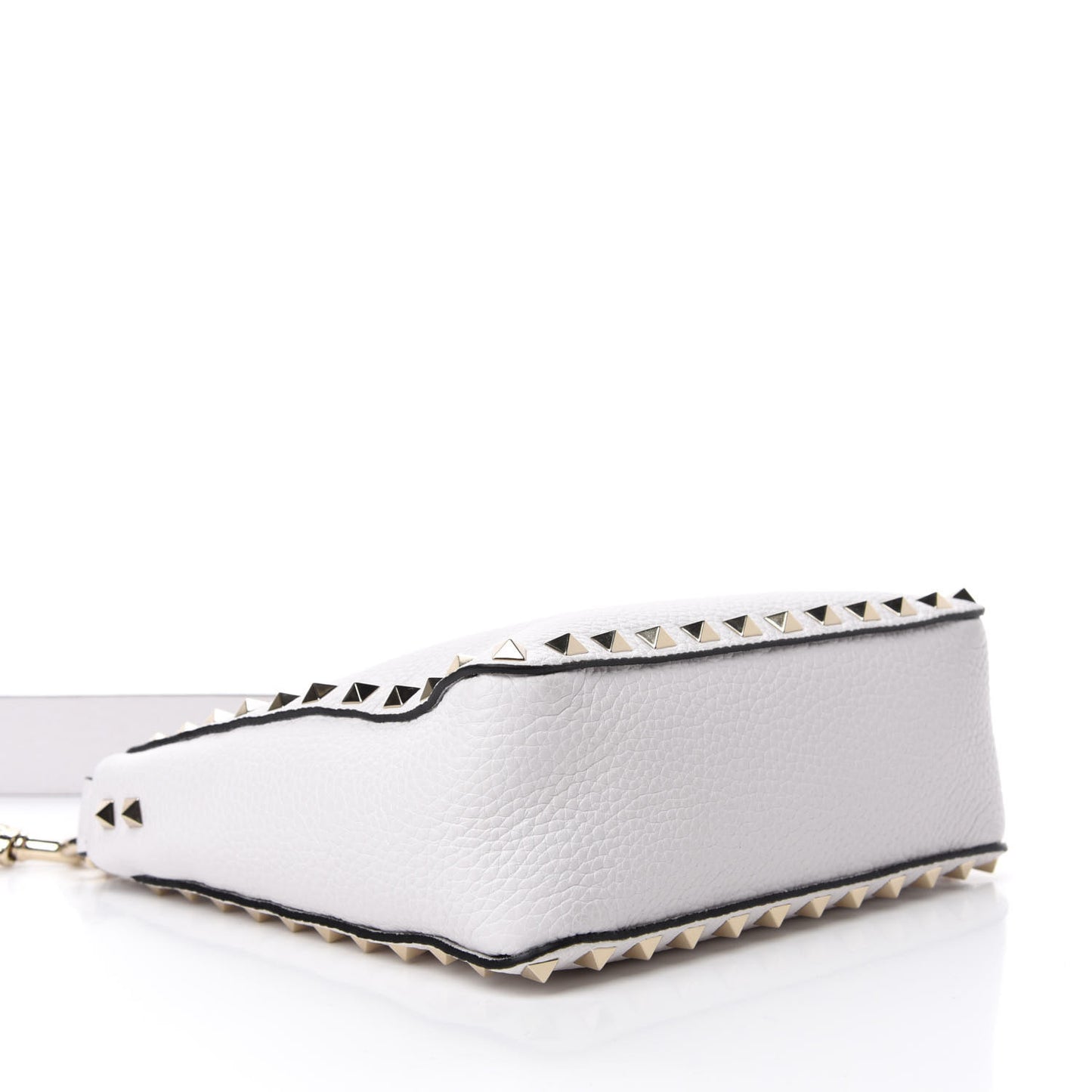 Pebbled Calfskin Mini Rockstud Flip-Lock Messenger Bag Optic White