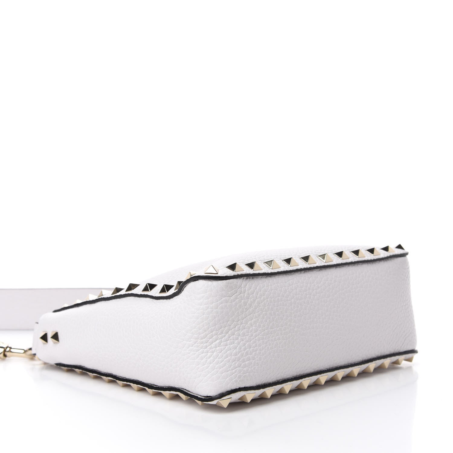 Valentino Garavani Pebbled Calfskin Mini Rockstud Flip-Lock Messenger Bag Optic White 4 of 9