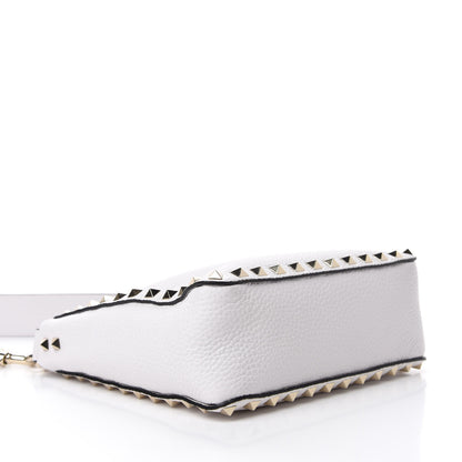 Valentino Garavani Pebbled Calfskin Mini Rockstud Flip-Lock Messenger Bag Optic White 4 of 9