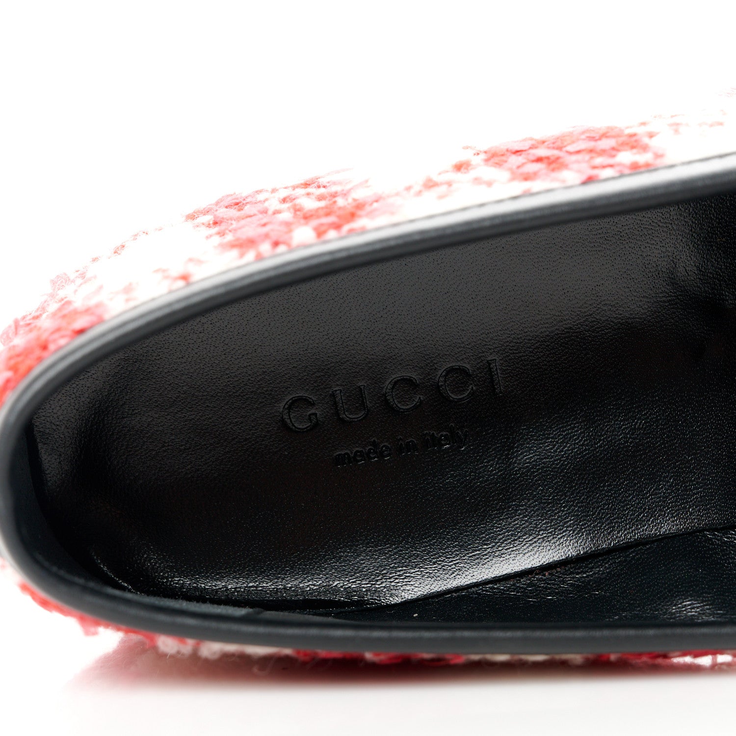 Gucci Vintage Tweed Check Horsebit Womens Jordaan Loafers 36 White Red 7 of 9