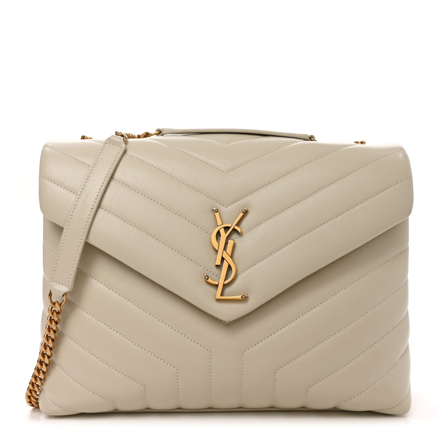 Calfskin Y Quilted Monogram Medium Loulou Chain Satchel Crema Soft