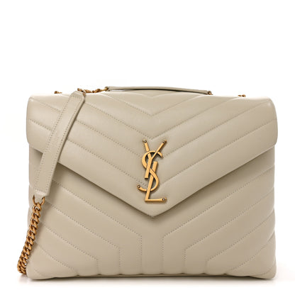 Saint Laurent Calfskin Y Quilted Monogram Medium Loulou Chain Satchel Crema Soft 1 of 10