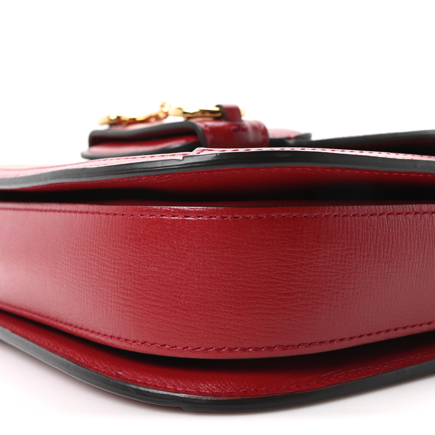 Gucci GG Supreme Monogram Azalea Calfskin Horsebit 1955 Shoulder Bag Beige Ebony New Cherry Red 10 of 10