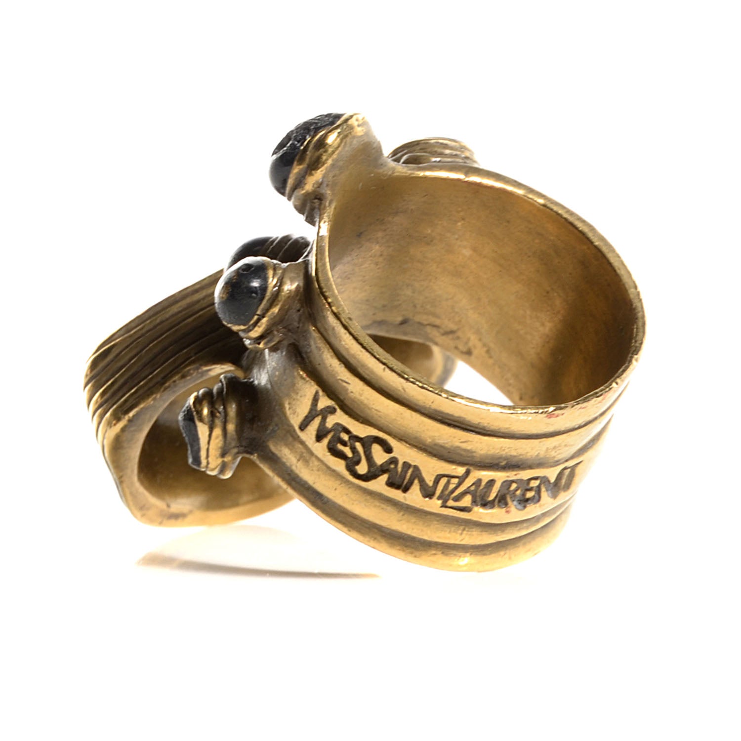 Saint Laurent Arty Enamel Ring 6.5 Black Bronze 3 of 5