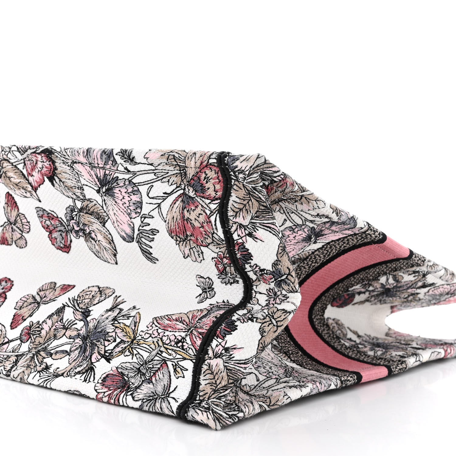 Christian Dior Canvas Embroidered Large Butterfly Around The World Book Tote White Pastel Pink 10 of 12