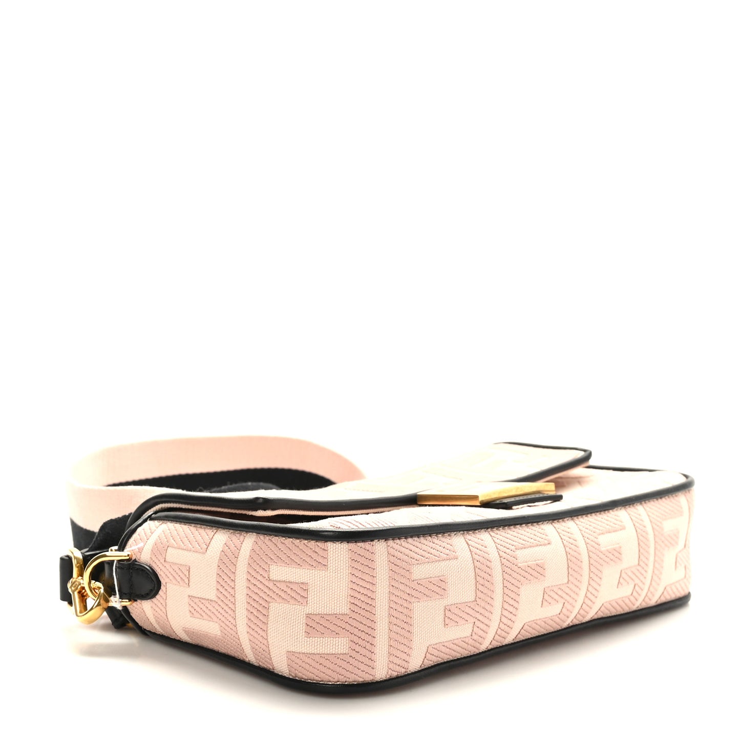 Canvas Vitello King FF Embroidered Baguette Rosa Quarzo Black