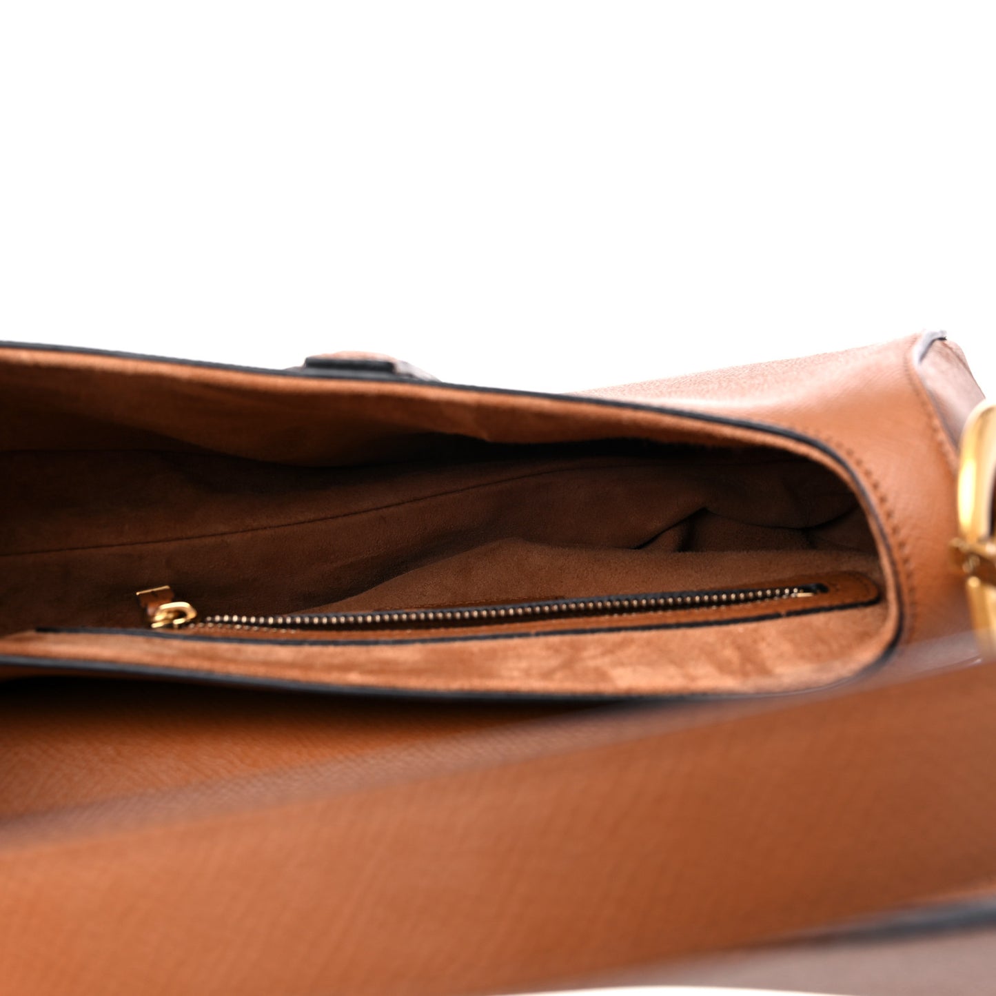 Grained Calfskin Saddle Bag Camello
