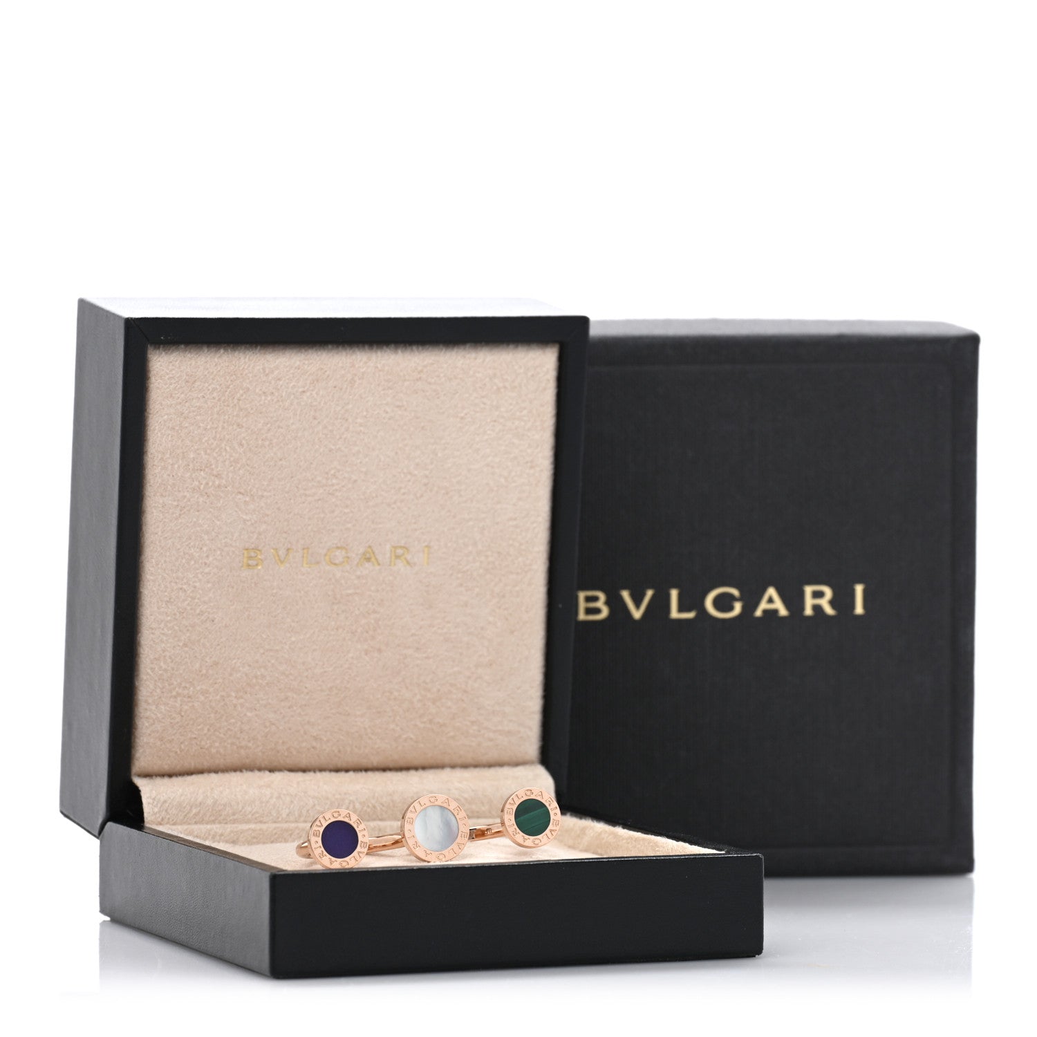 Bulgari 18K Rose Gold Malachite Mother of Pearl Lapis Lazuli Between the Fingers Ring M 5 of 5