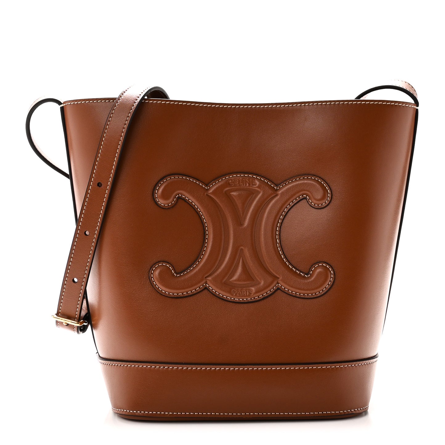 Smooth Calfskin Small Cuir Triomphe Bucket Bag Tan