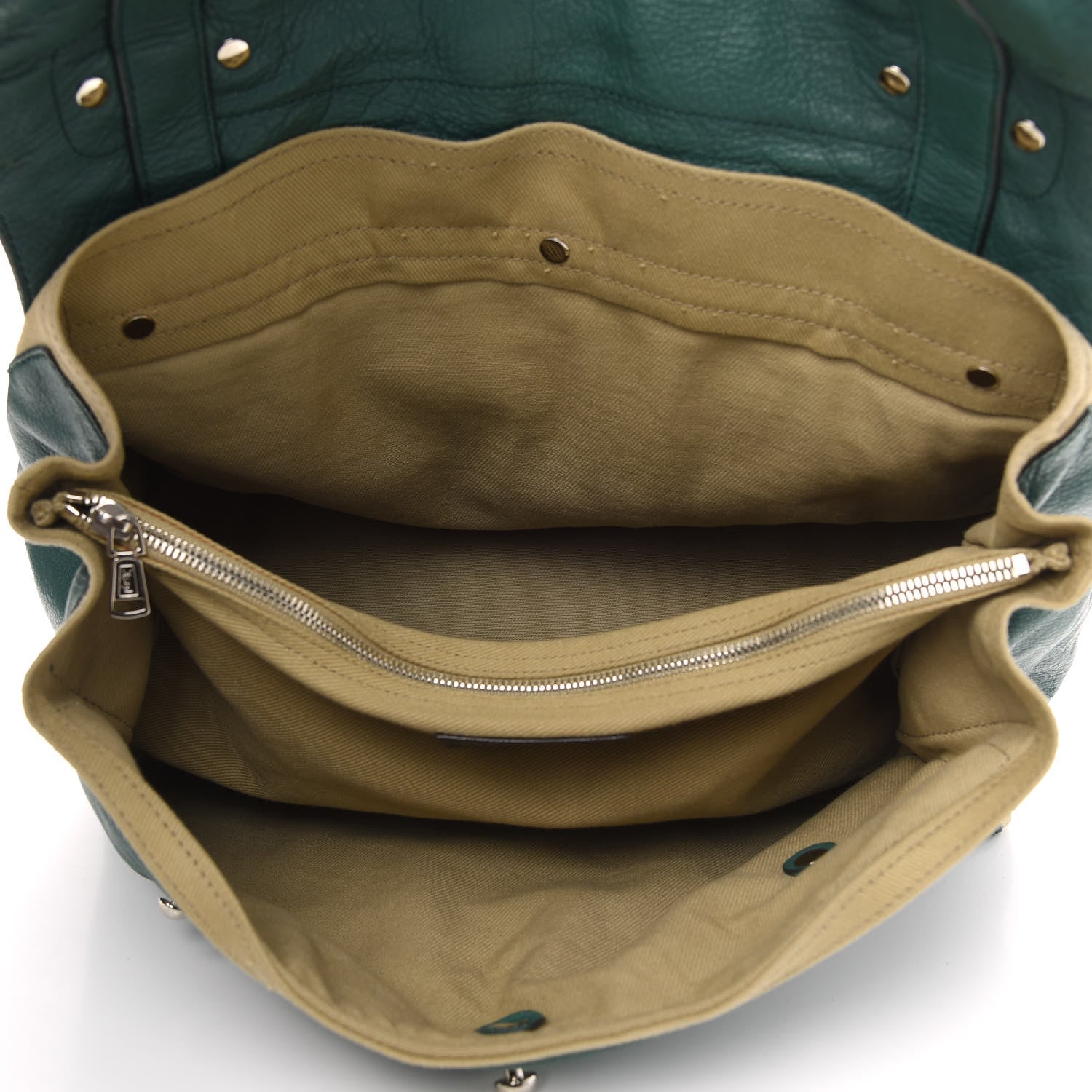 Saint Laurent Calfskin Canvas Large Muse Two Green Beige 5 of 12