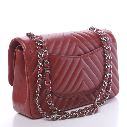 Chanel Caviar Chevron Quilted Medium Double Flap Dark Red 3 of 10