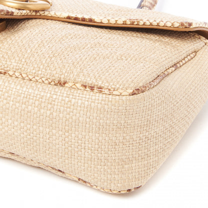 Gucci Raffia Elaphe Matelasse Small GG Marmont Shoulder Bag Natural Cream Brown 5 of 8