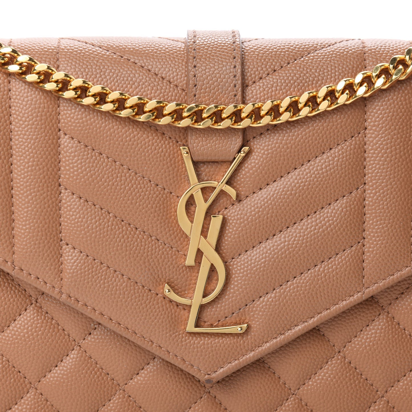 Grain De Poudre Mixed Matelasse Triquilt Monogram Chain Wallet Dune