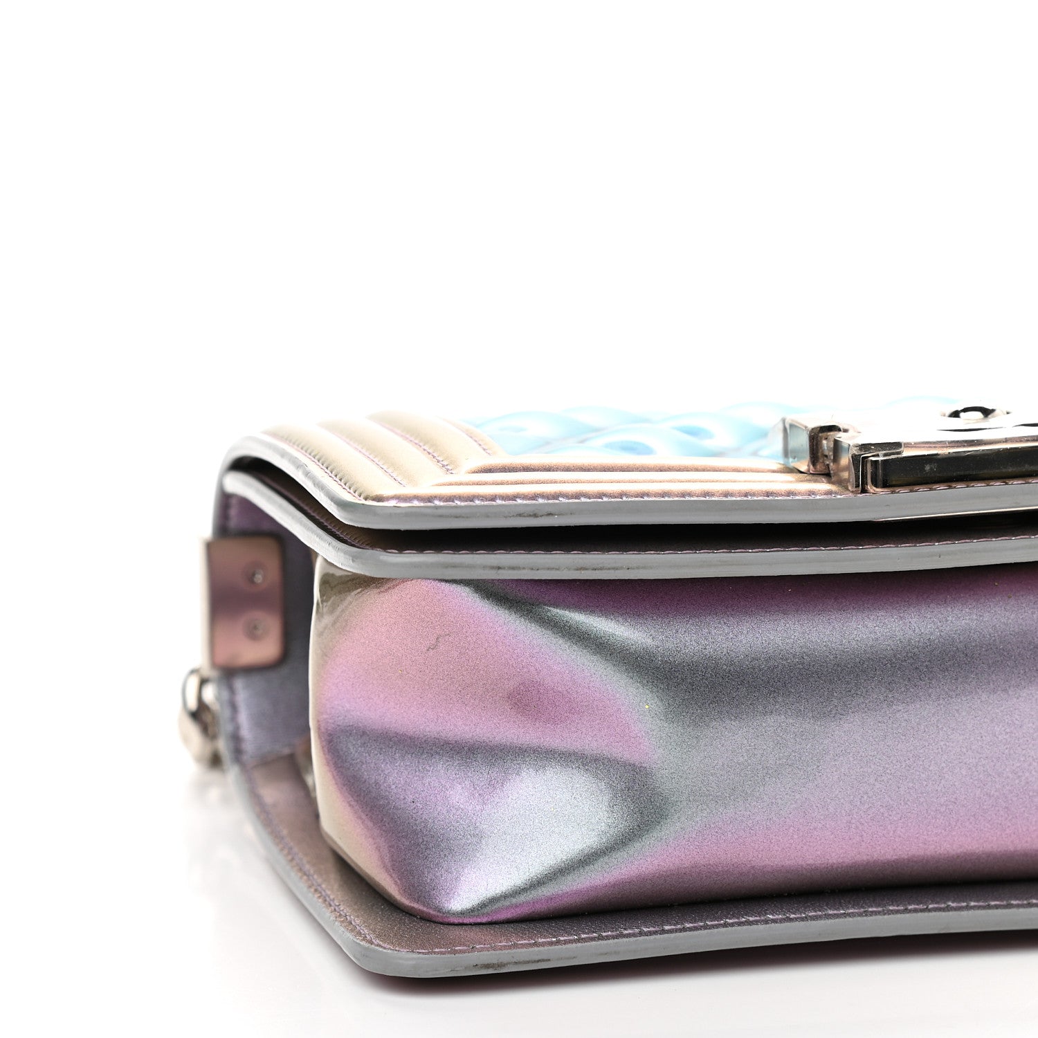 Chanel Iridescent Patent Calfskin PVC Quilted Small Boy Flap Light Purple 8 of 11