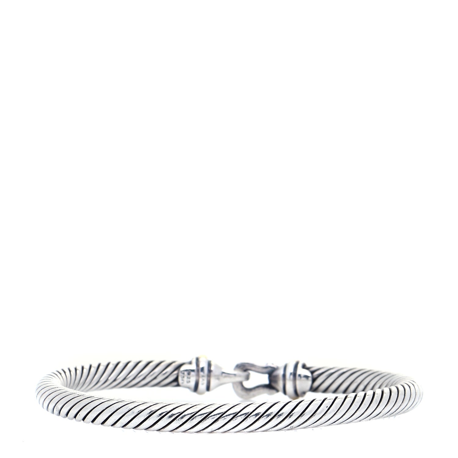 David Yurman Sterling Silver 18K Yellow Gold 5mm Cable Classic Buckle Bracelet 3 of 4