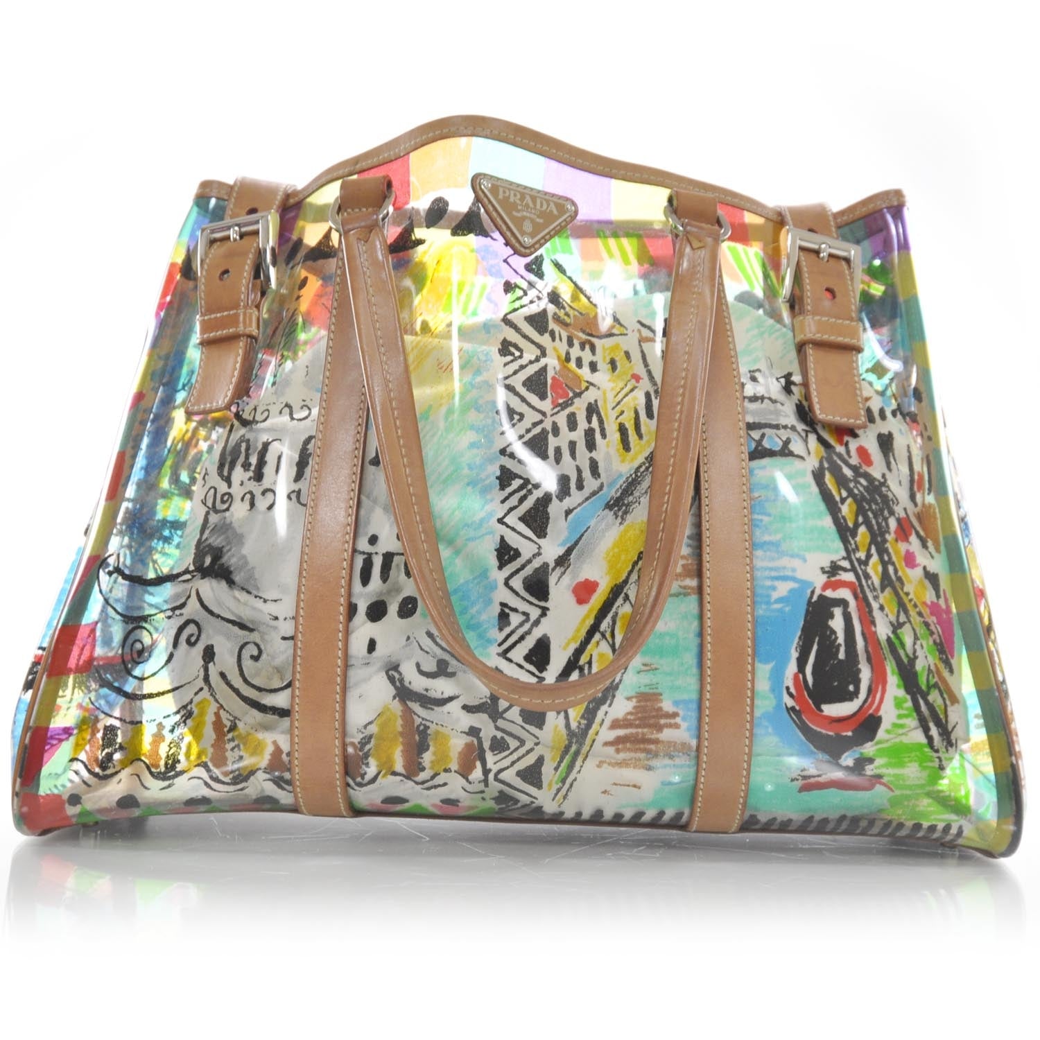 Prada Vinyl Calfskin Transparent Venice Printed Tote 1 of 8