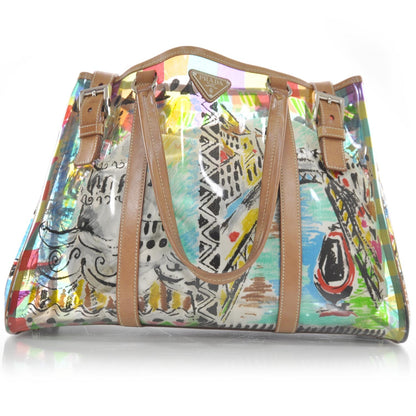Prada Vinyl Calfskin Transparent Venice Printed Tote 1 of 8