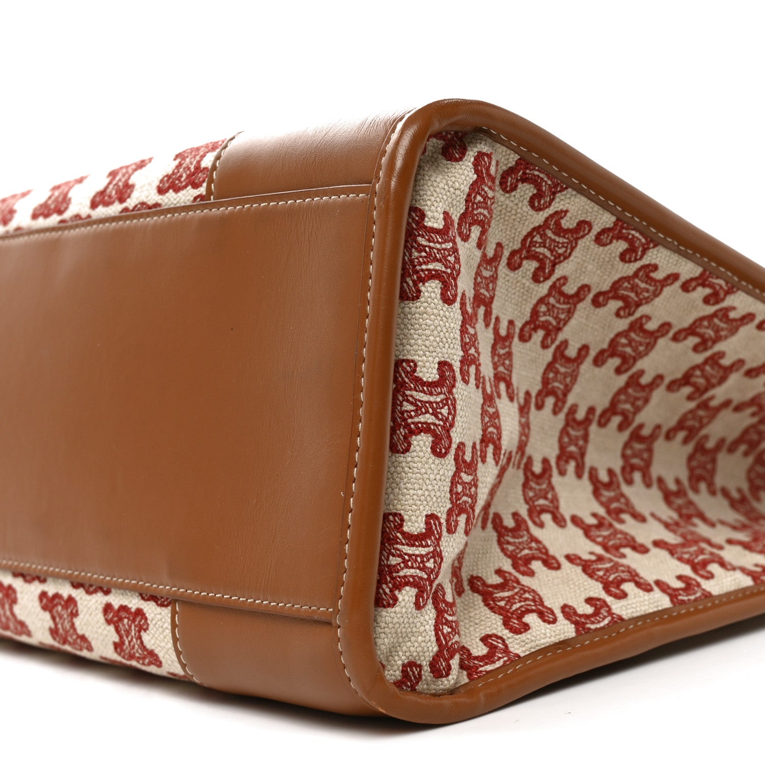 Celine Canvas Calfskin Triomphe Embroidered Horizontal Cabas