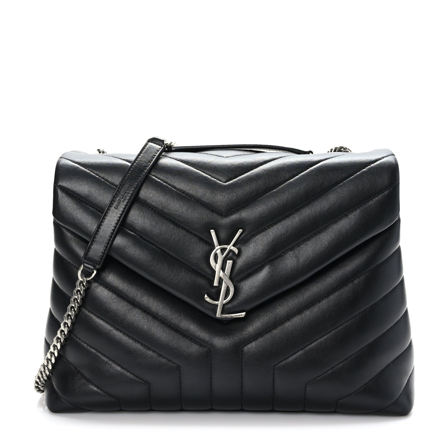 Saint Laurent Calfskin Y Quilted Monogram Medium Loulou Chain Satchel Black 1 of 9