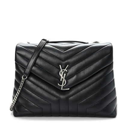 Saint Laurent Calfskin Y Quilted Monogram Medium Loulou Chain Satchel Black 1 of 9