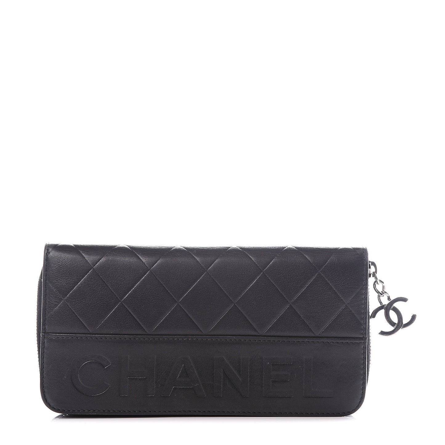 Lambskin Embossed Logo Wallet Black