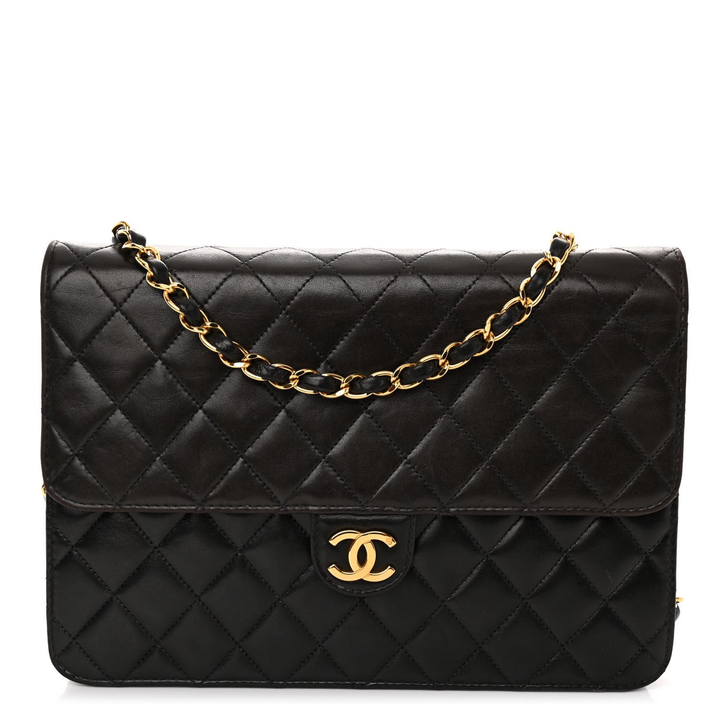 Lambskin Quilted Medium Single Flap Black