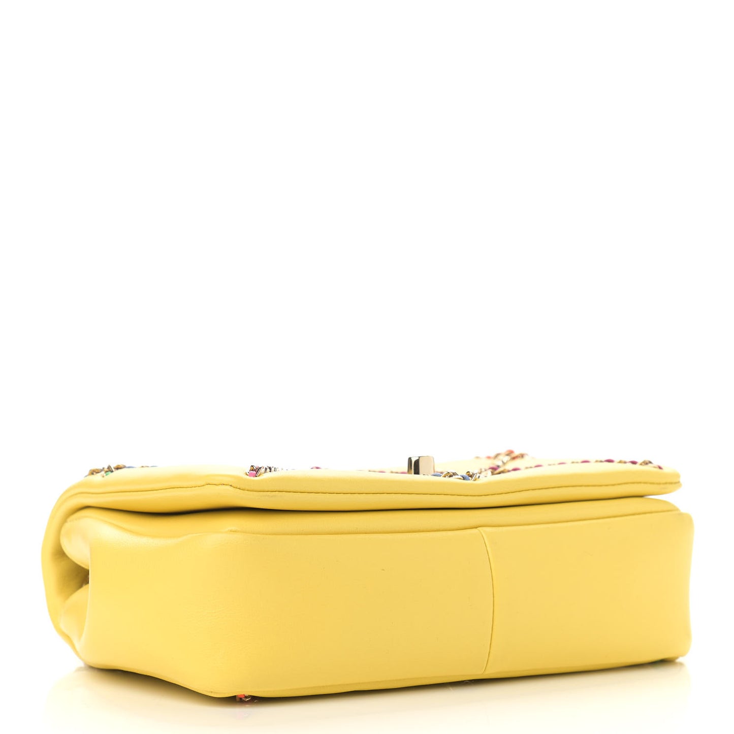 Lambskin Small Entwined Chain Flap Yellow Multicolor