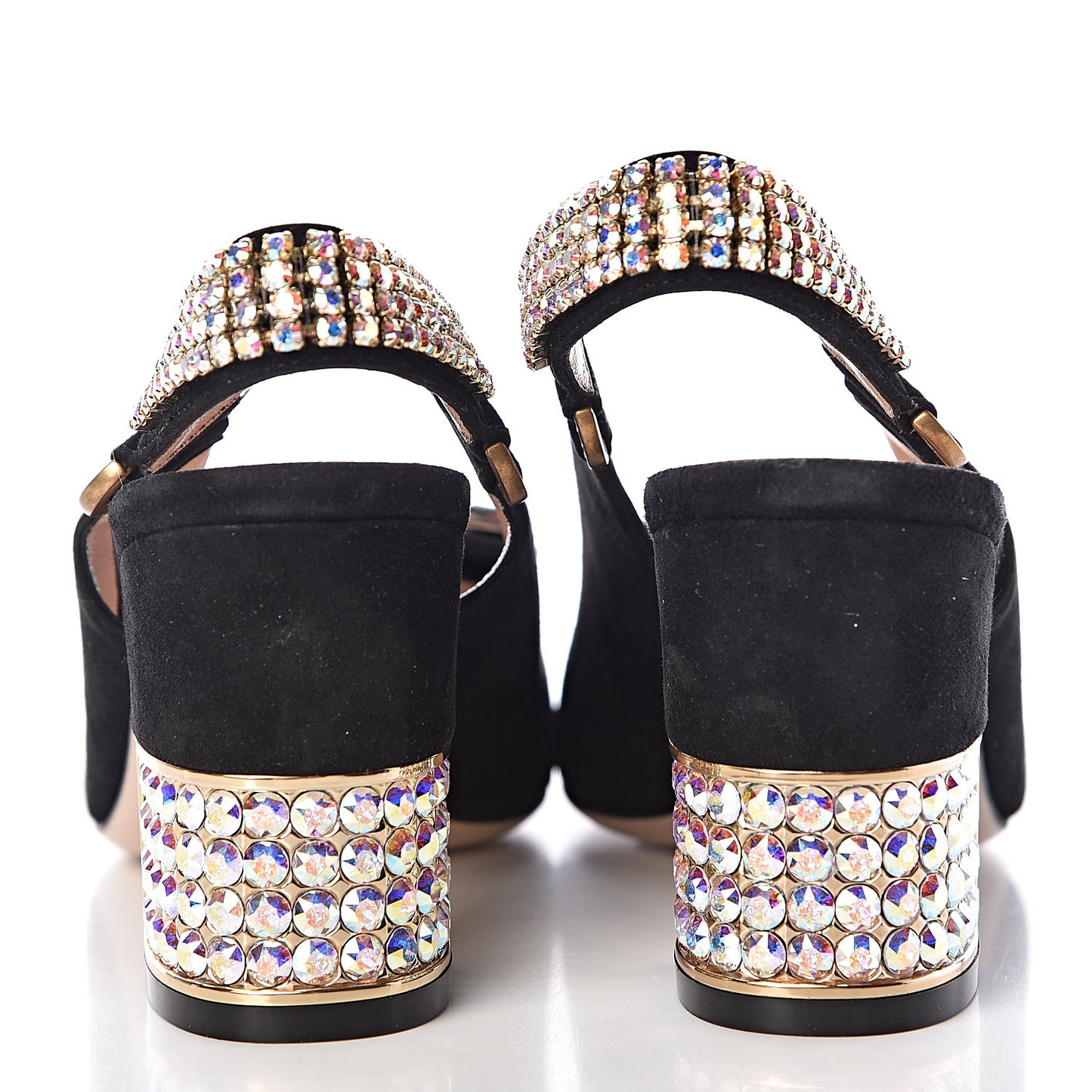 Kid Scamosciato Crystal Square G Madelyn Slingbacks 35.5 Black