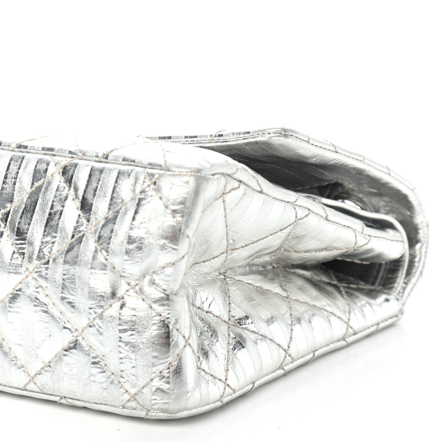 Metallic Calfskin Striped 2.55 Reissue Flap Silver
