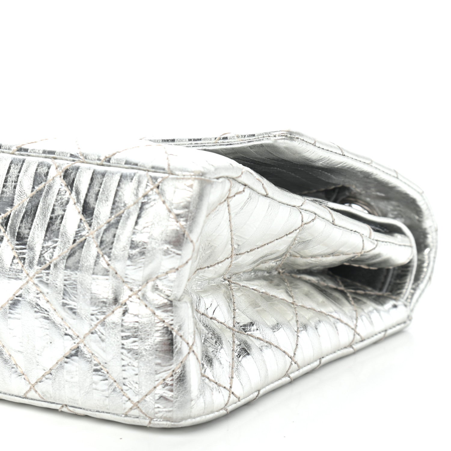 Chanel Metallic Calfskin Striped 2.55 Reissue Flap Silver 9 of 9
