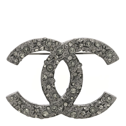Chanel Swarovski Crystal Large CC Brooch Ruthenium 1 of 3