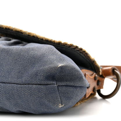 Fendi Denim Small Media Jeans Chef Shoulder Bag Blue Cuoio 9 of 10